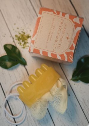 Sabonete massageador com bucha puff- BERGAMOTA